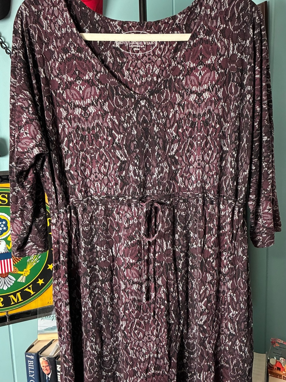 Soma Burgundy and Black Patterned Loungewear Dress